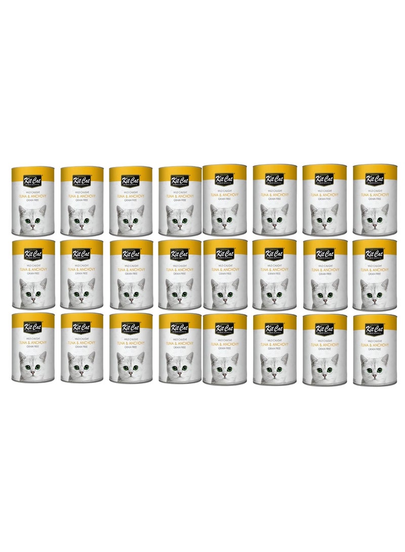 Kit Cat Wild Caught Tuna & Anchovy Canned Cat Food – 400g x 24 Cans - Image 1